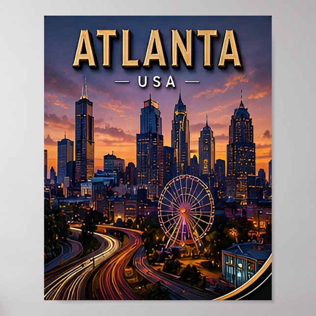 Affiche Atlanta Voyage Panorama et Parc Centennial  (Devant)