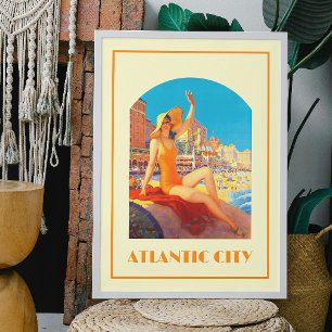 Affiche Atlantic City 1930s Pin-up Vintage voyage rétro