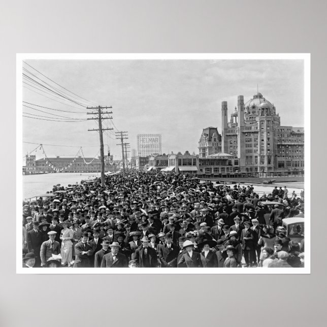 Affiche Atlantic City Boardwalk crowd 1911 (Devant)