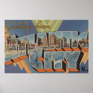 Affiche Atlantic City, New Jersey (Boardwalk Scene)