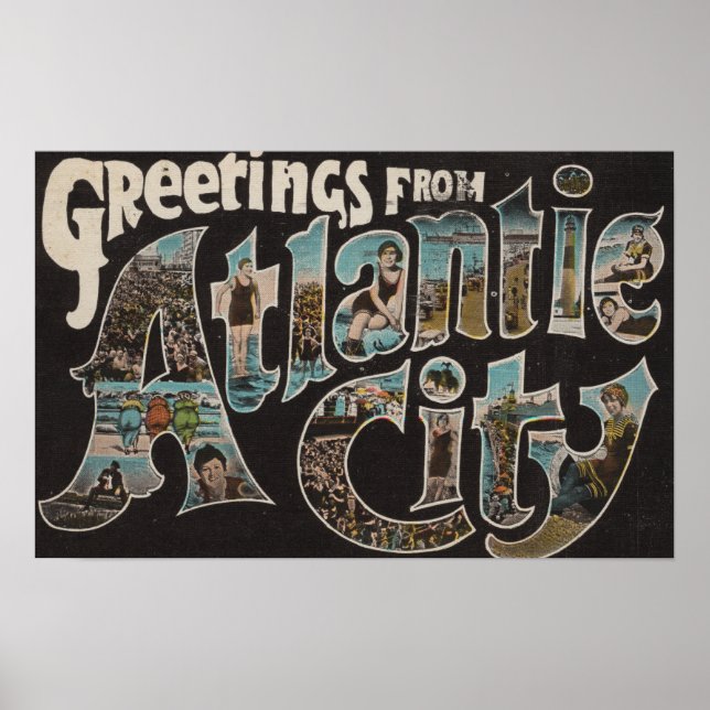 Affiche Atlantic City, New Jersey - Grandes Lettres Scènes (Devant)