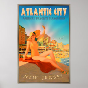 Affiche Atlantic City New Jersey Nouvelle Planche à Roulet