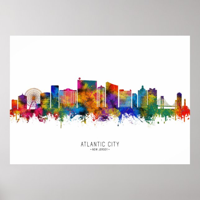 Affiche Atlantic City New Jersey Skyline (Devant)