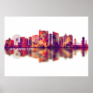 Affiche Atlantic City New Jersey Skyline