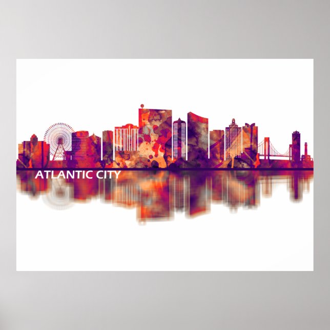 Affiche Atlantic City New Jersey Skyline (Devant)