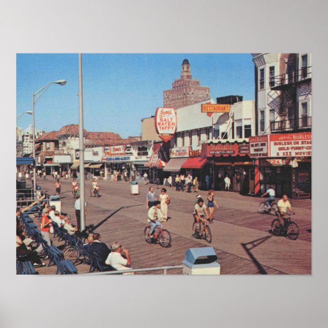 Affiche Atlantic City NJ, Bike Riding on the Boardwalk (Devant)