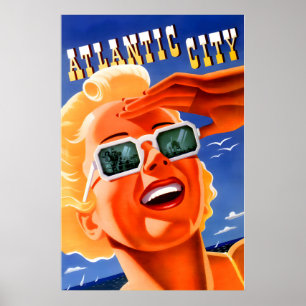 Affiche ATLANTIC CITY NJ Nouveau Rétro Été Voyage Tourisme