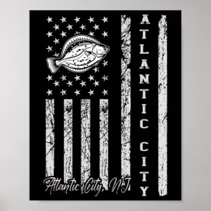 Affiche Atlantic City Nj Pour Pêcheurs À La Pêche À La Luk