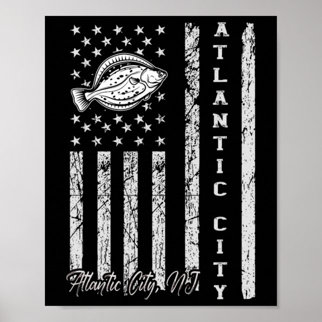 Affiche Atlantic City Nj Pour Pêcheurs À La Pêche À La Luk (Devant)