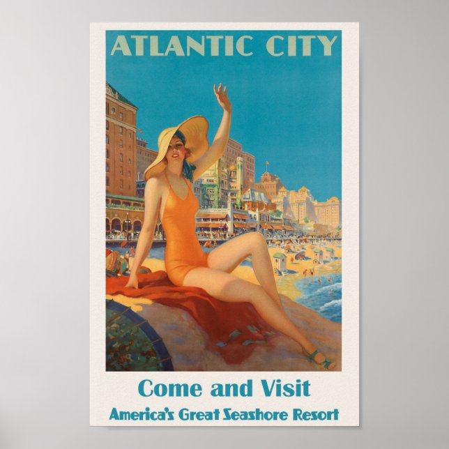 Affiche Atlantic City, NJ Travel Ad (Devant)