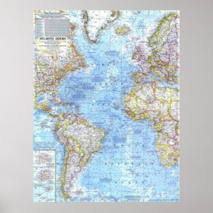 Affiche " Atlantik : 1968/heute- Detaillierte Atlantikkart