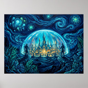 Affiche Atlantis Nuit étoilée DC Comics Paysage