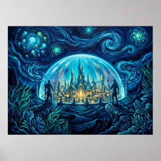 Affiche Atlantis Nuit étoilée DC Comics Paysage