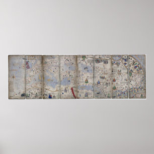 Affiche Atlas Catalan Carte du Monde 14ème c. Abraham Cres