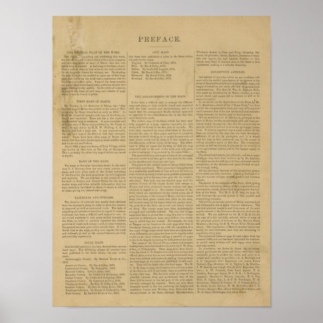 Affiche Atlas de préface de l'état du Maine (Devant)