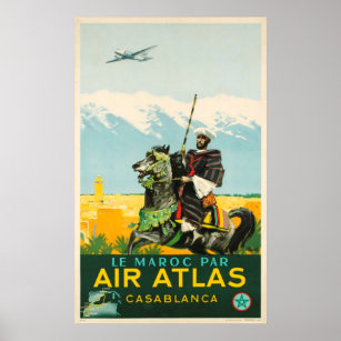 Affiche Atlas Vintage Maroc Casablanca Adv