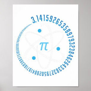 Affiche Atom Pi Math Science Cadeau Souche 3.14 Pi Jour