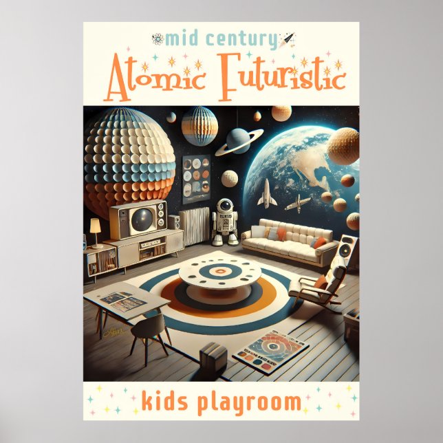 Affiche Atomic Futuristic Space Age Kids Playroom (Devant)