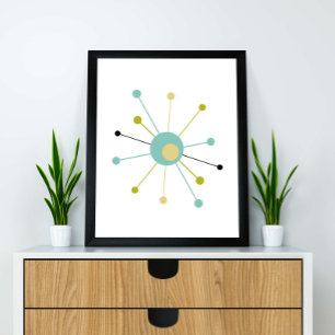 Affiche Atomic Starburst Mid Century Modern