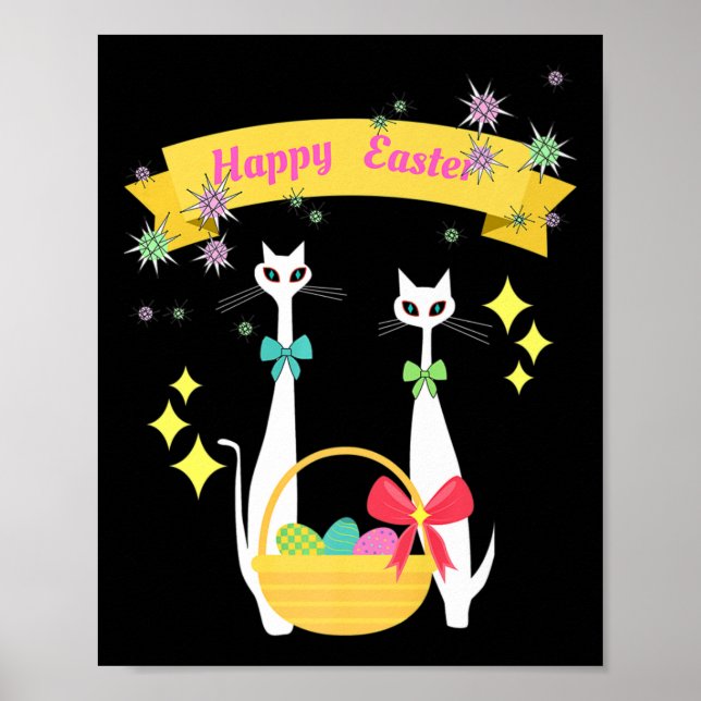 Affiche Atomique Moyen Siècle moderne Cool Chat Happy East (Devant)