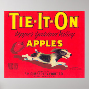 Affiche Attachez-le sur l'étiquette d'Apple (rouge) -