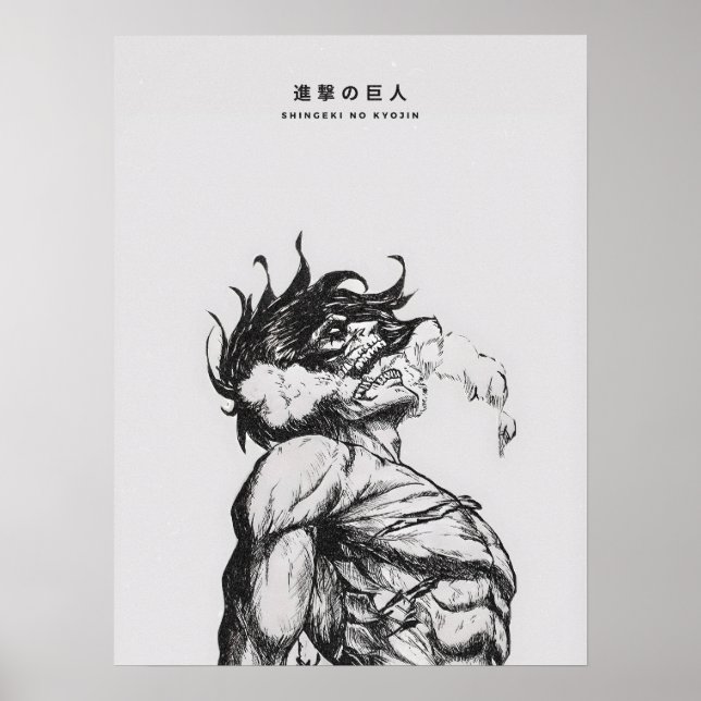 Affiche Attack Titan Figure Dark Anime Line Art (Devant)