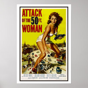 Affiche Attaque de la 50 Foot Woman BMovie Vintage