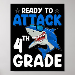 Affiche Attaquer le requin de 4e année Enseignant de 4e an