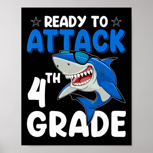 Affiche Attaquer le requin de 4e année Enseignant de 4e an (Devant)