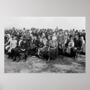 Affiche Attendant à l'île d'Ellis, les années 1900 tôt