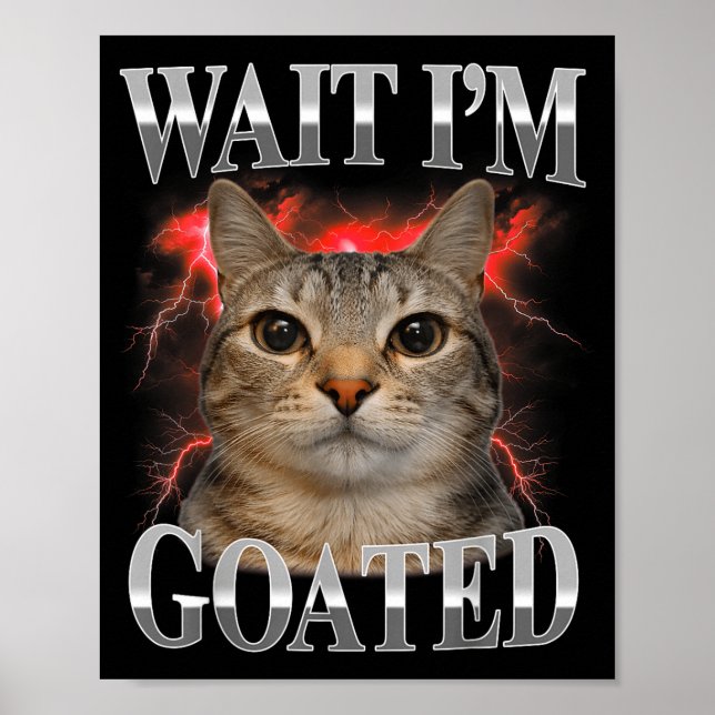 Affiche Attendez Je Suis Goated Chat Drôle Mème De Chat Dr (Devant)