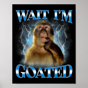 Affiche Attends je suis Divin Singe Pensif Mème Drôle Brai