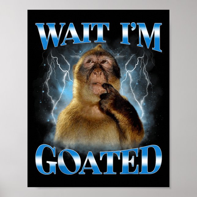Affiche Attends je suis Divin Singe Pensif Mème Drôle Brai (Devant)