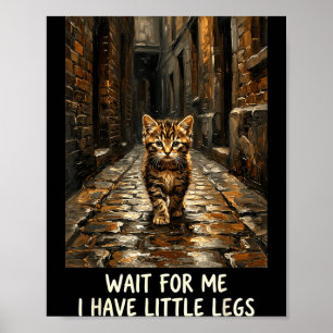 Affiche Attends-moi, j'ai des petites jambes, chaton drôle