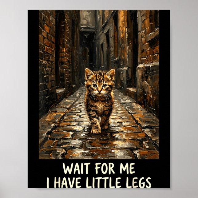 Affiche Attends-moi, j'ai des petites jambes, chaton drôle (Devant)