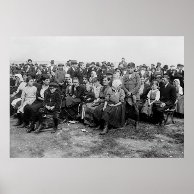 Affiche Attente à Ellis Island, début du XIXe siècle (Devant)