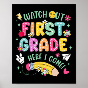 Affiche Attention 1re première année, j'arrive, enfant, re