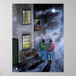 Affiche Attention à la Lune Peinture d'Alfred Fox