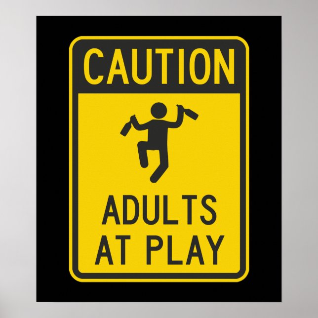 Affiche Attention Adultes en jeu (Devant)