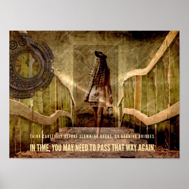Affiche Attention Burning Bridges thème Motivational Poste (Devant)