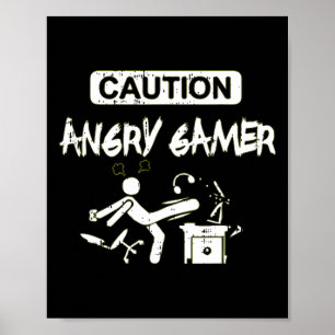 Affiche Attention Gamer En Colère Ordinateur Drôle Vidéo J