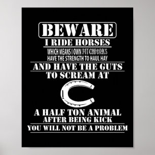 Affiche Attention Je Ride Chevaux Équitation Équitation