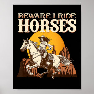 Affiche Attention Je Ride Chevaux I Équestre Pony Horse Ve