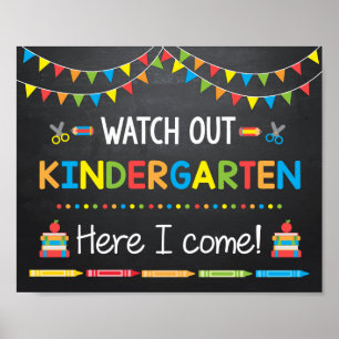 Affiche Attention maternelle Ici je viens, Chalkboard