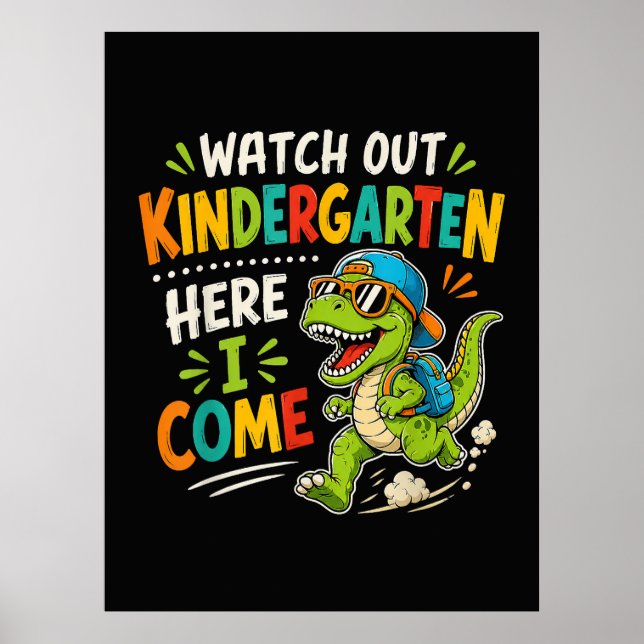 Affiche Attention maternelle j'arrive Dino (Devant)