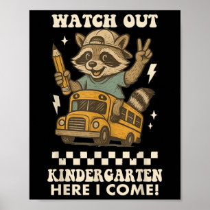 Affiche Attention maternelle me voici Raton laveur retour