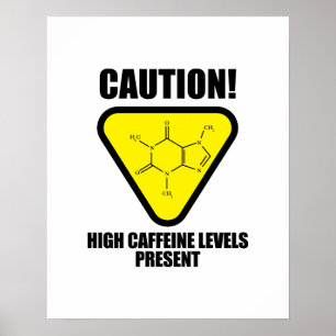 Affiche Attention ! Niveaux élevés de caféine présents