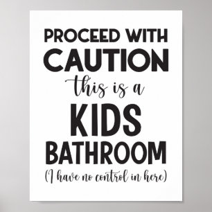 Affiche Attention, Salle De Bains Pour Enfants