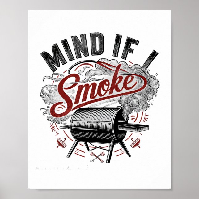 Affiche Attention si je fume drôle Bbq Fumée (Devant)