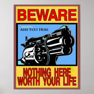 Affiche ATTENTION, SIGNER DU PROPRIÉTAIRE DE L'ARME, ajout
